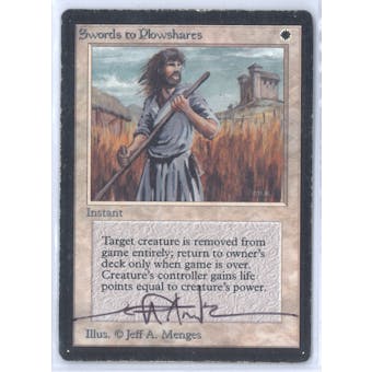 Magic the Gathering Beta Single Swords to Plowshares JEFF MENGES SIGNED - MODERATE PLAY