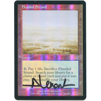 Magic the Gathering Onslaught Single Flooded Strand ARTIST SIGNED FOIL - SLIGHT PLAY