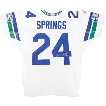 Shawn Springs Autographed Seattle Seahawks White Pro line Wilson Jersey (Press Pass)