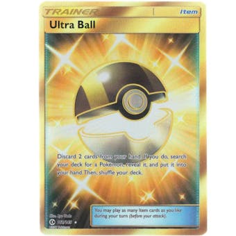 Pokemon Sun & Moon Trainer Single Ultra Ball SECRET RARE 161/149 - MODERATE PLAY (MP)