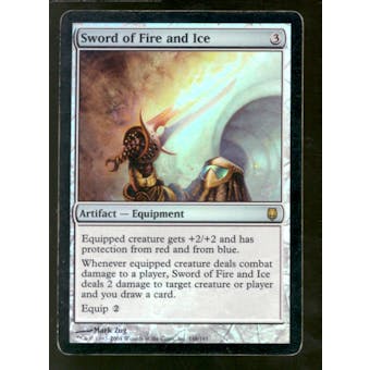 Magic the Gathering Darksteel Sword of Fire and Ice FOIL HEAVILY PLAYED (HP)