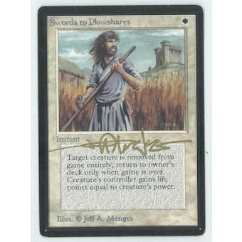 Magic the Gathering Beta Single Swords to Plowshares - Signed by Jeff Menges - SLIGHT PLAY minus (SP-)