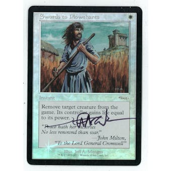 Magic the Gathering Promo Single Swords to Plowshares Foil (FNM) Autographed - SLIGHT PLAY (SP)