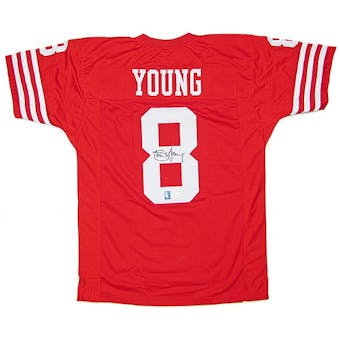 Steve Young Autographed San Francisco 49ers Red Throwback Football Jersey (JSA COA)
