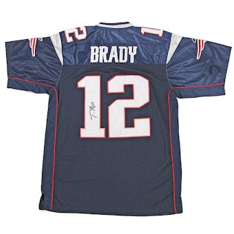 Tom Brady Autographed New England Patriots Blue Jersey (GAI COA)