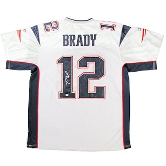 Tom Brady Autographed New England Patriots White Jersey (GAI COA)