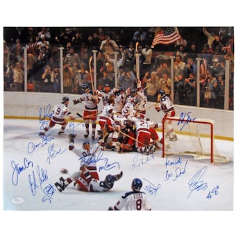 1980 Team USA "Miracle on Ice" Autographed 16x20 Hockey Photo (JSA)
