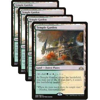 Magic the Gathering Guilds of Ravnica 4x PLAYSET Temple Garden NEAR MINT (NM)