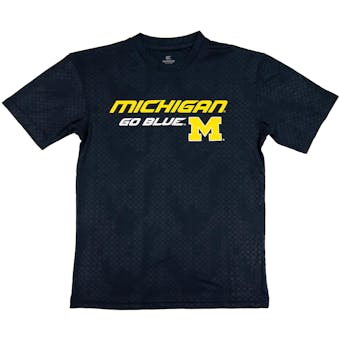 Michigan Wolverines Colosseum Navy Gridlock Performance Short Sleeve Tee Shirt (Adult XXL)