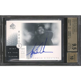 2001 Upper Deck SP Authentic Tiger Woods Rookie Autographed Card BGS 9.5