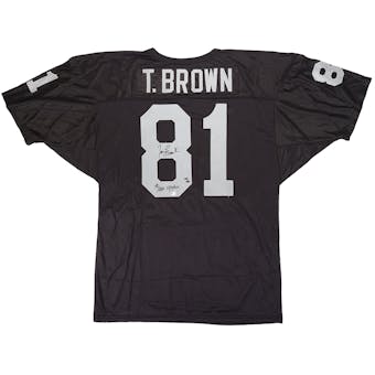 Tim Brown Autographed Oakland Raiders Football Jersey #d to 81 w/inscription (Global)