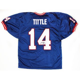 Y.A. Tittle Autographed New York Giants Blue Football Jersey (JSA COA)