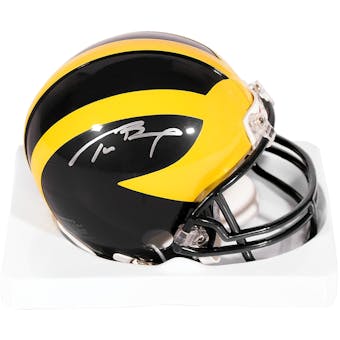 Tom Brady Autographed University of Michigan Wolverines Mini Helmet (Mounted Memories)