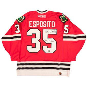 Tony Esposito Autographed Chicago Blackhawks Jersey (AJ's Sportsworld COA)