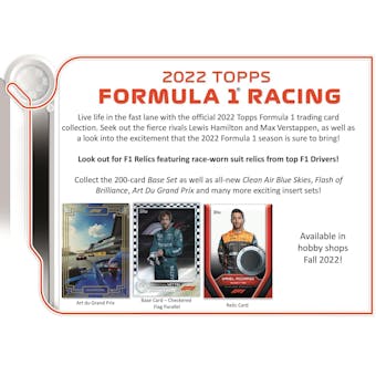 2022 Topps F1 Formula 1 Racing Hobby 12-Box Case (Presell)