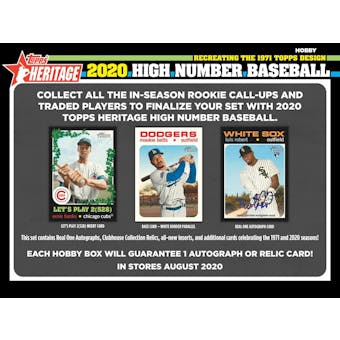 2020 Topps Heritage High Number Baseball Hobby 2-Box Lot - SHIPS LATE DECEMBER