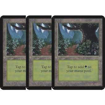 Magic the Gathering Alpha 3x LOT Forest (Trail) LIGHTLY PLAYED (LP) Basic Land