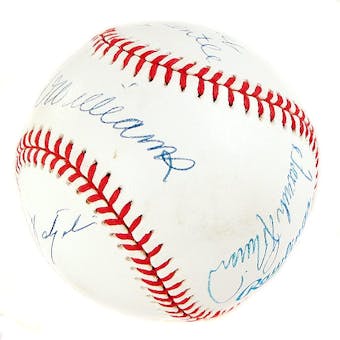 Triple Crown Autographed Baseball w/ Williams, Mantle, Robinson, and Yaz