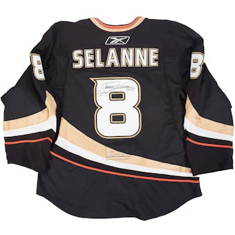 Teemu Selanne Autographed Anaheim Ducks Authentic Black Jersey (JSA)