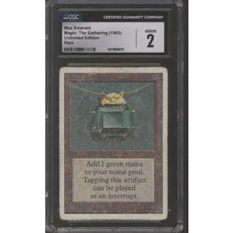 Magic the Gathering Unlimited Mox Emerald CGC 2 HEAVILY PLAYED (HP)