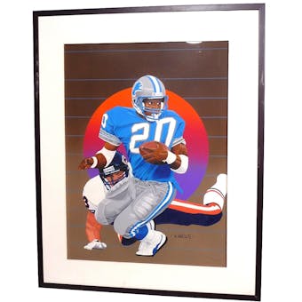 Barry Sanders Detroit Lions Upper Deck 18 x 24 Framed Original Art