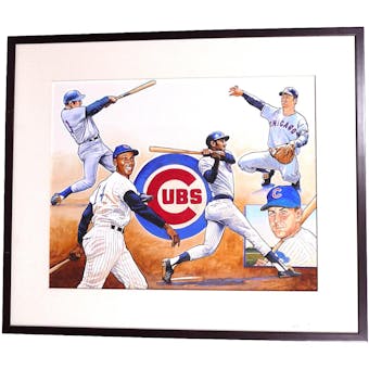Chicago Cubs Team Ernie Banks Upper Deck 22 X 26 Framed Original Art