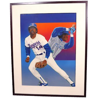 Julio Franco Texas Rangers Upper Deck 24 x 30Framed Original Art