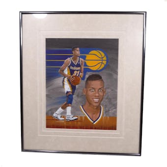Reggie Miller Indiana Pacers Upper Deck 26 x 30 Framed Original Art