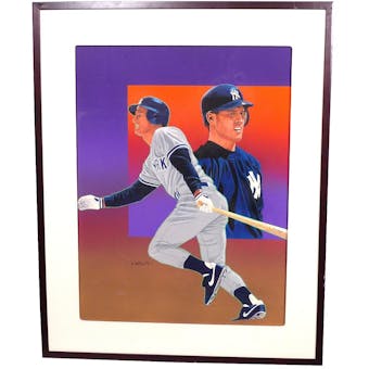 Steve Sax New York Yankees Upper Deck 24 x 30 Framed Original Art