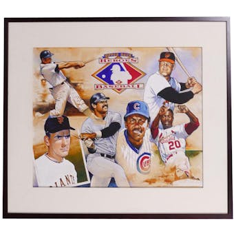 Heroes of Baseball Upper Deck 18 x 24 Framed Original Art