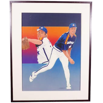 Mike Scott Houston Astros Upper Deck 24 x 30 Framed Original Art