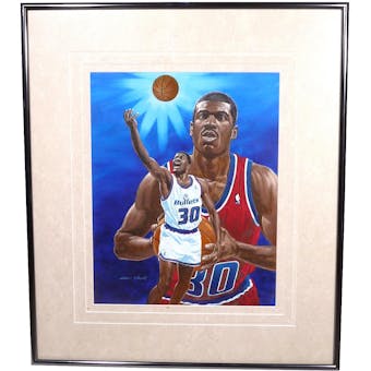 Bernard King Bullets State Warriors Upper Deck 26 x 30 Framed Original Art