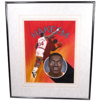 Hakeem Olajuwon Houston Rockets Upper Deck 26 x 30 Framed Original Art