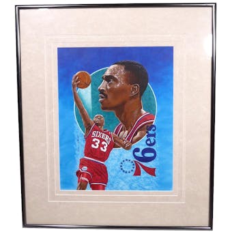 Hersey Hawkins Philadelphia 76ers Upper Deck 26 x 30 Framed Original Art