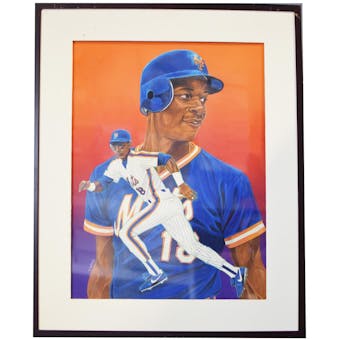 Darryl Strawberry New York Mets Upper Deck 24 x 30 Framed Original Art