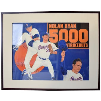 Nolan Ryan 5000 Strikeout Upper Deck 24 x 30 Framed Original Art