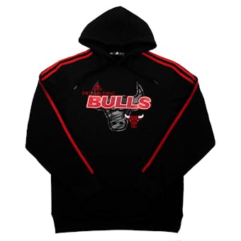 Chicago Bulls Adidas Black 3 Stripes Fleece Pullover Hoodie