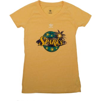 Los Angeles Sparks Adidas Yellow V-Neck Tri Blend Tee Shirt (Womens M)