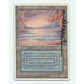 Magic the Gathering Revised Single Underground Sea ARTIST SIGNED FRENCH - MODERATE PLAY