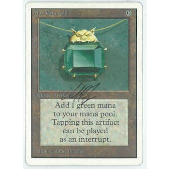 Magic the Gathering Unlimited Single Mox Emerald - SLIGHT/MODERATE PLAY (SP/MP) ARTIST SIGNED
