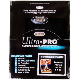 Ultra Pro Platinum 1-Pocket 8x10 Photo Size Pages (100 Count Box)