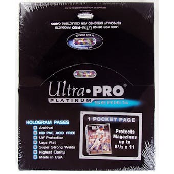 Ultra Pro Platinum 1-Pocket 8 1/2" x 11" Pages (100 Count Box)