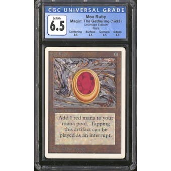 Magic the Gathering Unlimited Mox Ruby CGC 6.5 LIGHTLY PLAYED (LP)