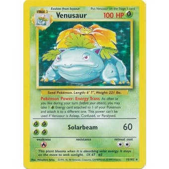 Pokemon Base Set 1 Single Venusaur 15/102 - MODERATE PLAY (MP)