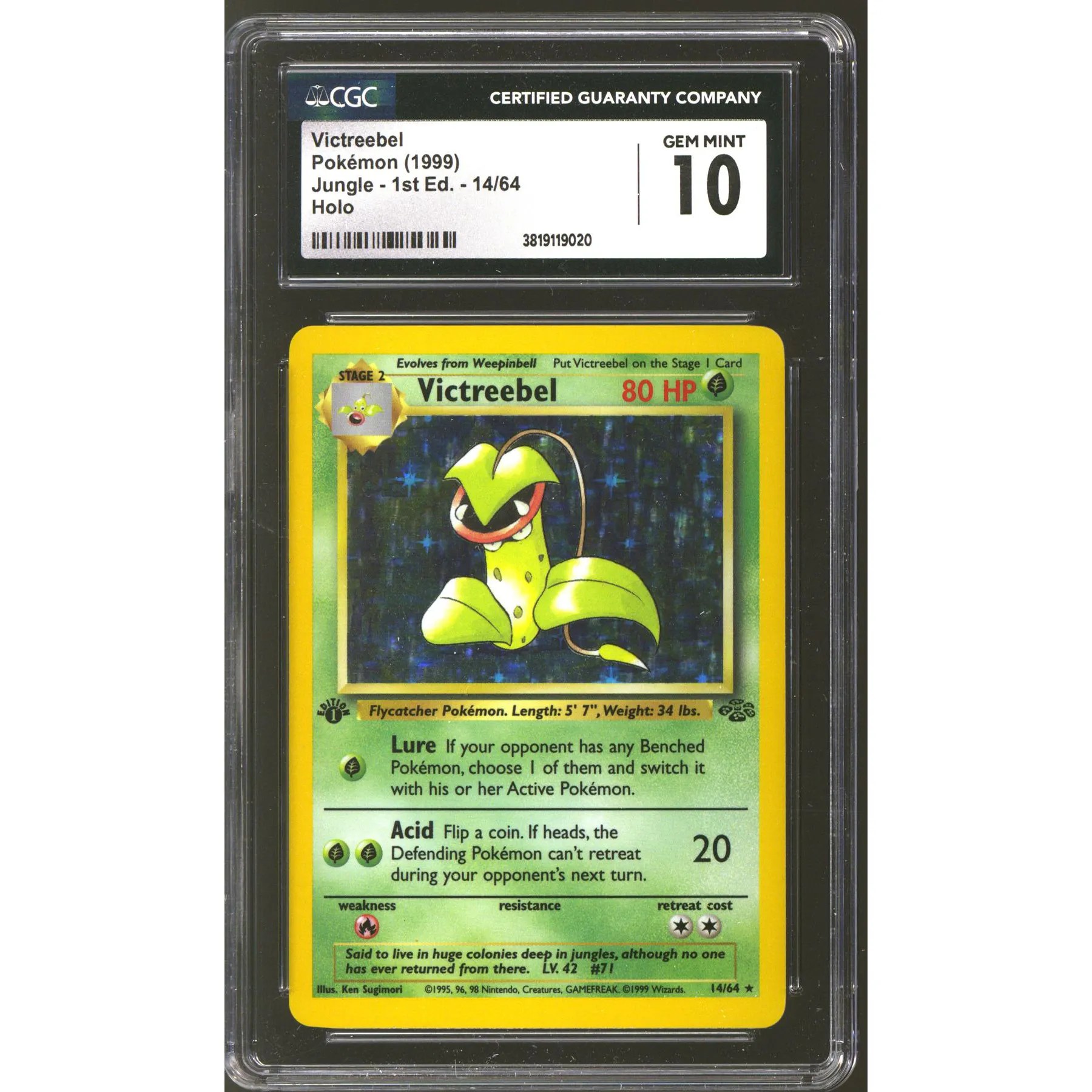 Pokemon Jungle 1st Edition Victreebel 14/64 CGC 10 GEM MINT | DA Card World Pokemon Jungle 1st Edition Victreebel 14/64 CGC 10 GEM MINT | DA Card World