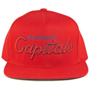 Washington Capitals Reebok Red Script Snapback Adjustable Hat (Adult One Size)