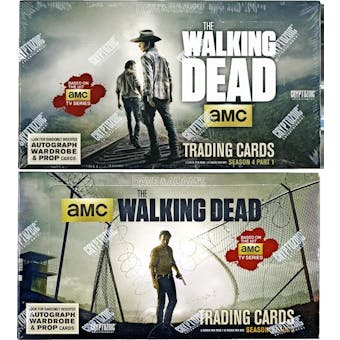 The Walking Dead Season 4 Part 1 + Part 2 Trading Cards 2-Box COMBO (Cryptozoic 2016)