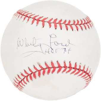 Whitey Ford Autographed New York Yankees Rawlings AL Baseball with HOF 74 (JSA)
