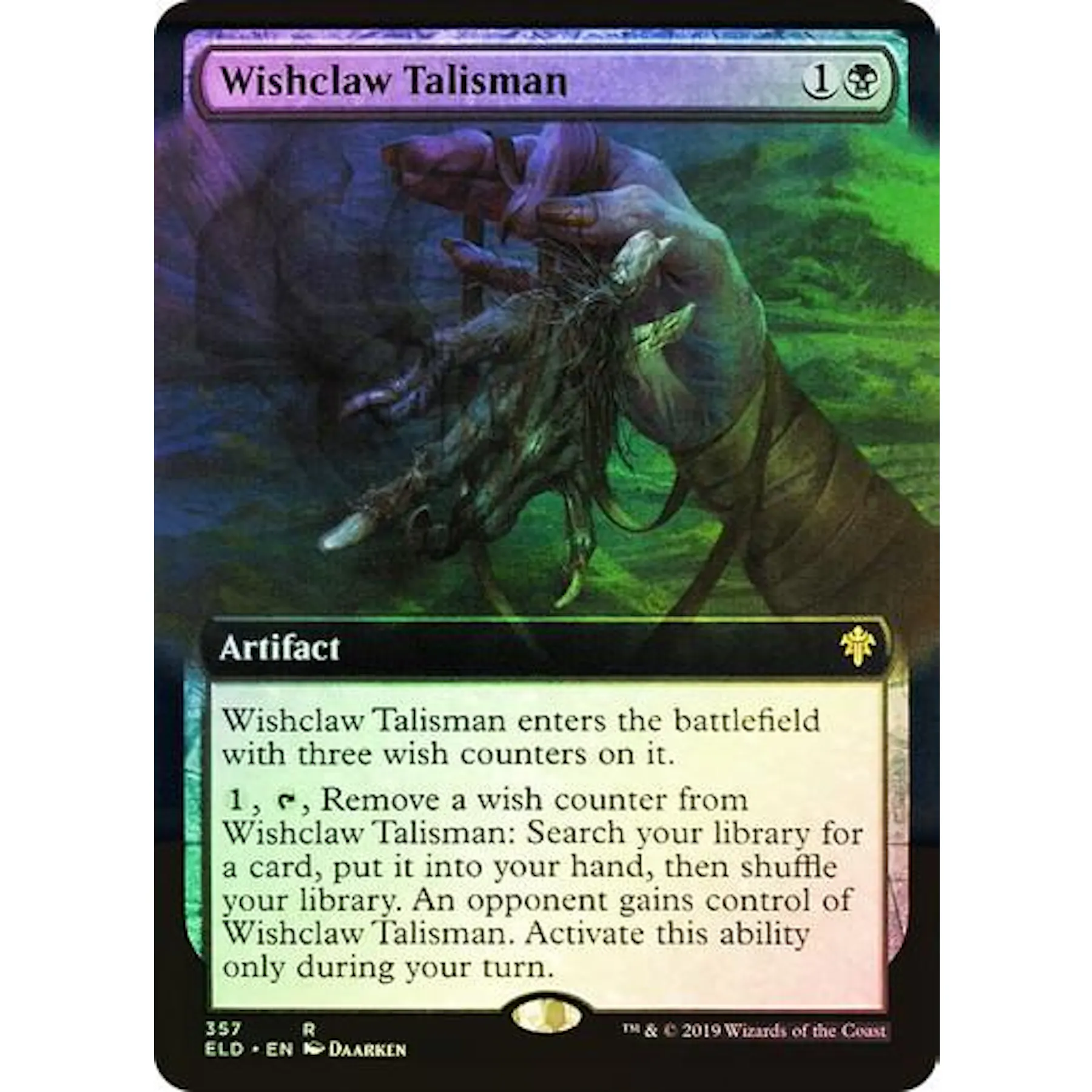 Magic the Gathering Throne of Eldraine Wishclaw Talisman 357 Extended Art FOIL NEAR MINT NM | DA Card World Magic the Gathering Throne of Eldraine Wishclaw Talisman 357 Extended Art FOIL NEAR MINT NM | DA Card World