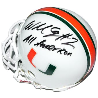 Willis McGahee Autographed Miami Hurricanes Mini Football Helmet